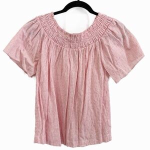 A New Day Pink and White Smocked Blouse Size XS